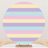 Lofaris Colorful Stripes Round Happy Birthday Backdrop For Girl